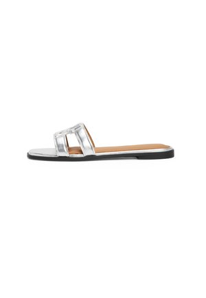 LOGO STRAP METALLIC MULE - Mules - silver