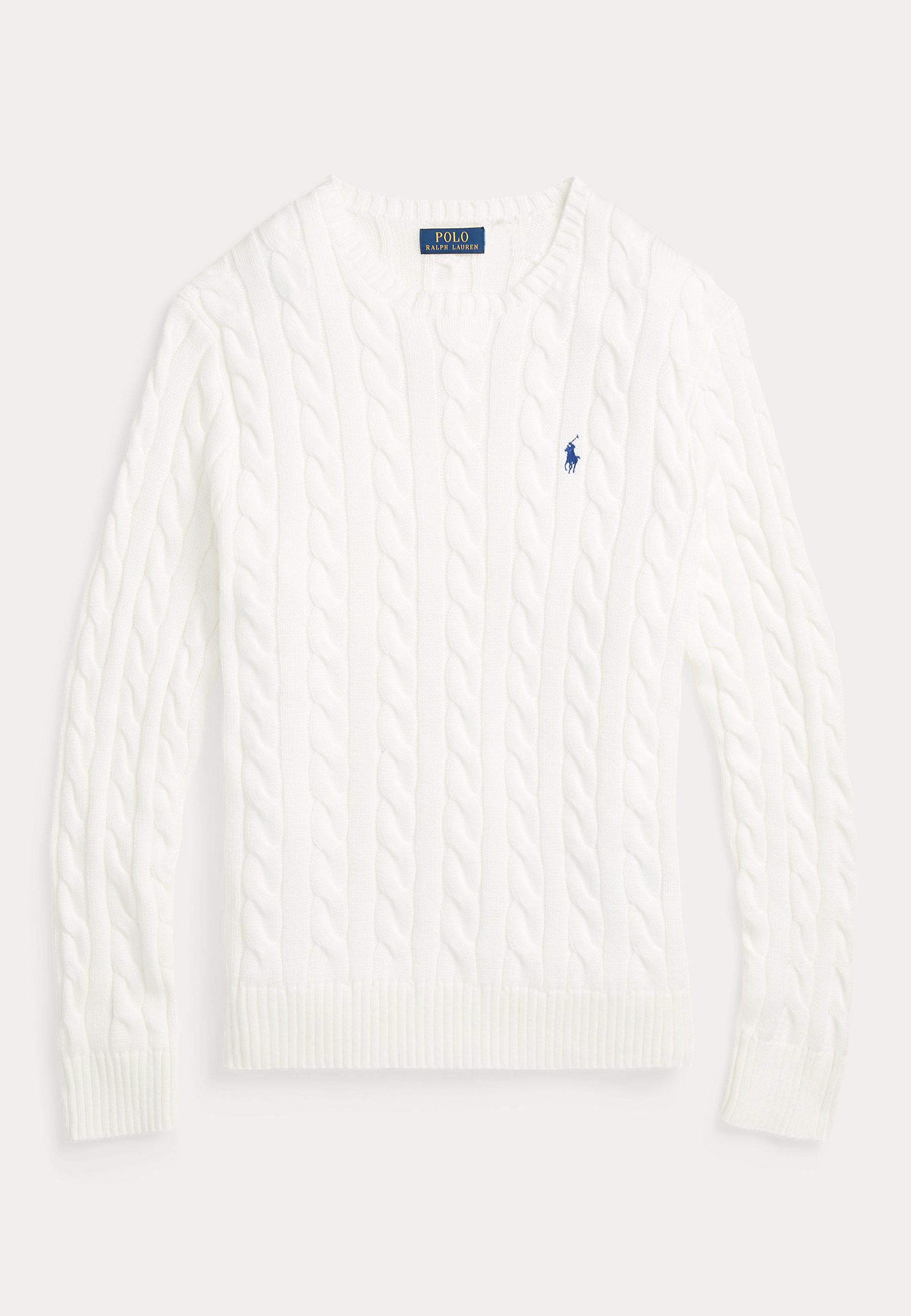 Polo Ralph Lauren CABLE-KNIT COTTON SWEATER - Pulover - white/alb