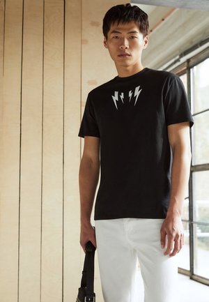 MIRRORED BOLT UNISEX - Marškinėliai su spaudiniu - black/white