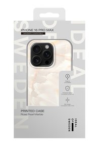 Etui do iPhone 16 Pro Max z różowym marmurowym wzorem, smukły profil i przezroczyste krawędzie. Kompatybilne z MagSafe.