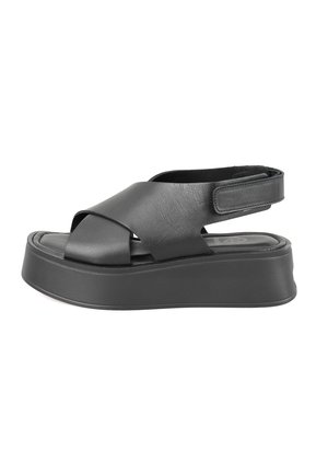 Desa Sandalen met plateauzool - black