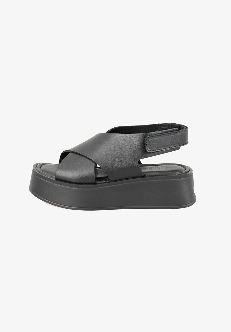 Desa Sandalen met plateauzool - black