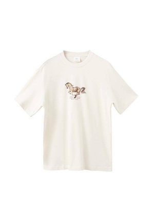 Bomullst-shirt i offwhite med ett hästmotiv på framsidan. Kortärmad, rund halsringning och avslappnad passform.