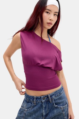 iets frans... OFF SHOULDER SEAMLESS - T-shirts - burgundy