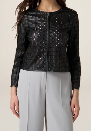 Imitatieleren jas - black