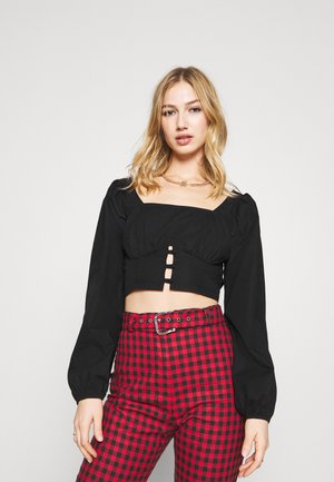 BACKLESS TIE GATHERED BUST & BUTTON - Blouse - black