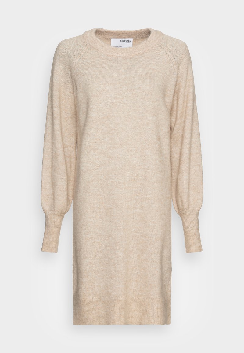 Selected Femme Tall SLFLULU DRESS O NECK Robe pull birch/melange/écru ZALANDO.FR