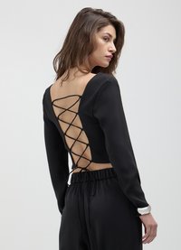 Calliope CROP CON STRINGHE - Camicetta - nero