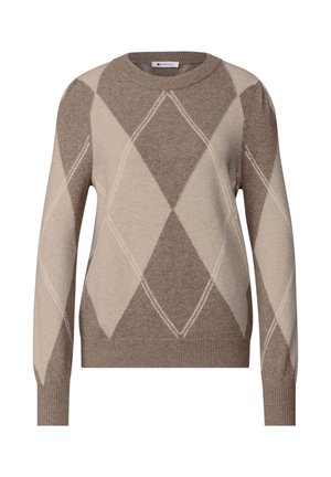 Street One, LONG-SLEEVE SWEATER WITH ARGYLE PATTERN - Pullover - sanded amber mel