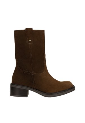 Enkellaarsjes met plateauzool - brązowy