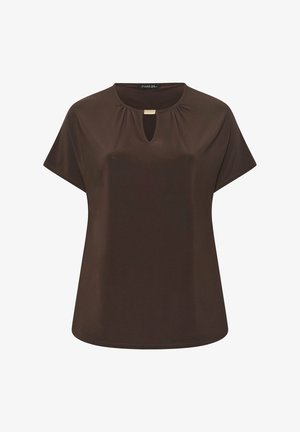 Evans, PLUS SIZE SHORT SLEEVE TOPS - Blusa - chocolate