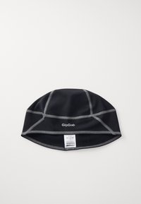 Căciulă de ciclism neagră din material elastic, cu cusături gri reflective și logo-ul "GripGrab". Căptușeală interioară moale pentru confort.