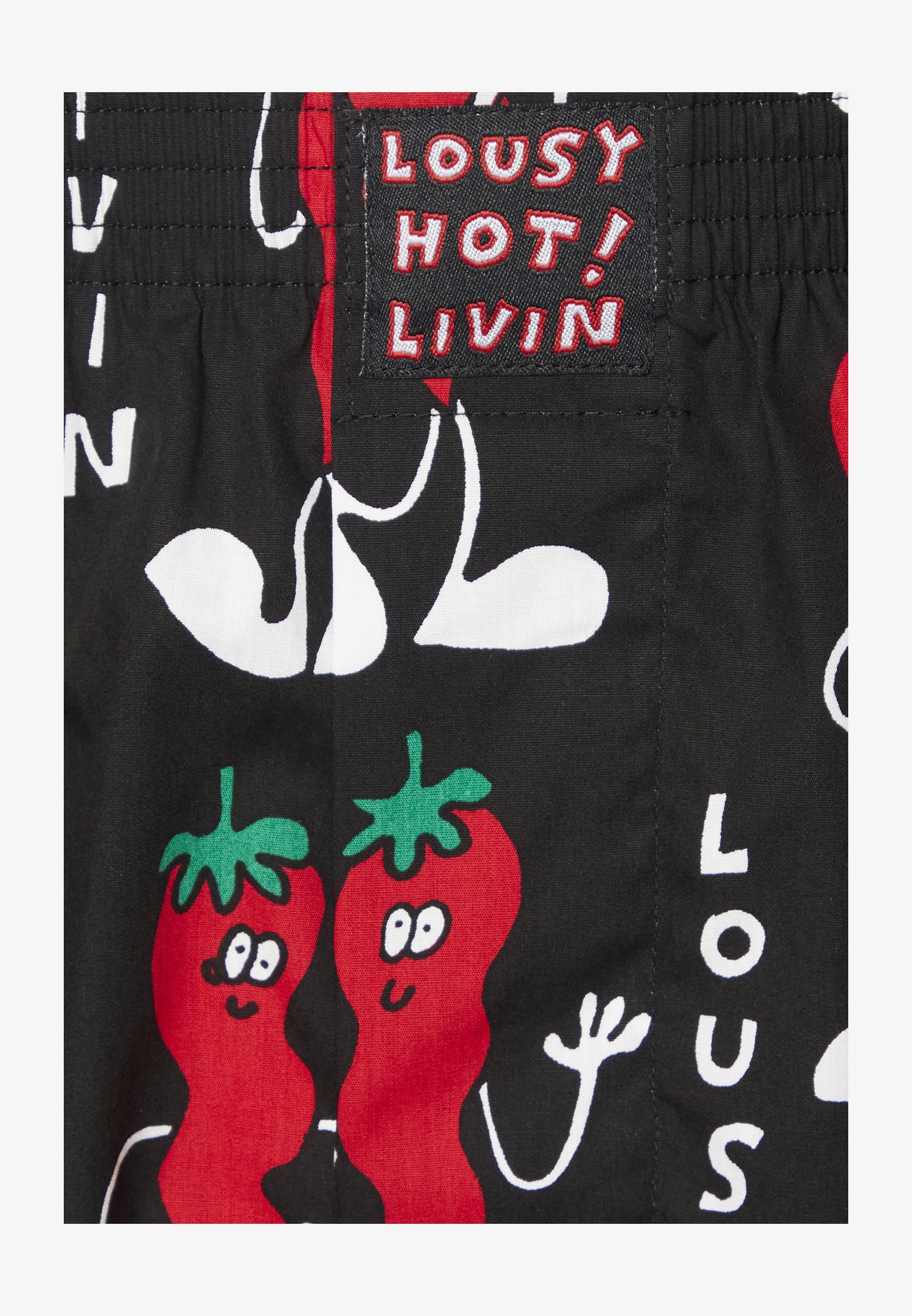 Lousy Livin Boxer Uomo Pizza: Mutande In Cotone Nero Con Toppa Logo, Apertura Frontale, Originali E Divertenti