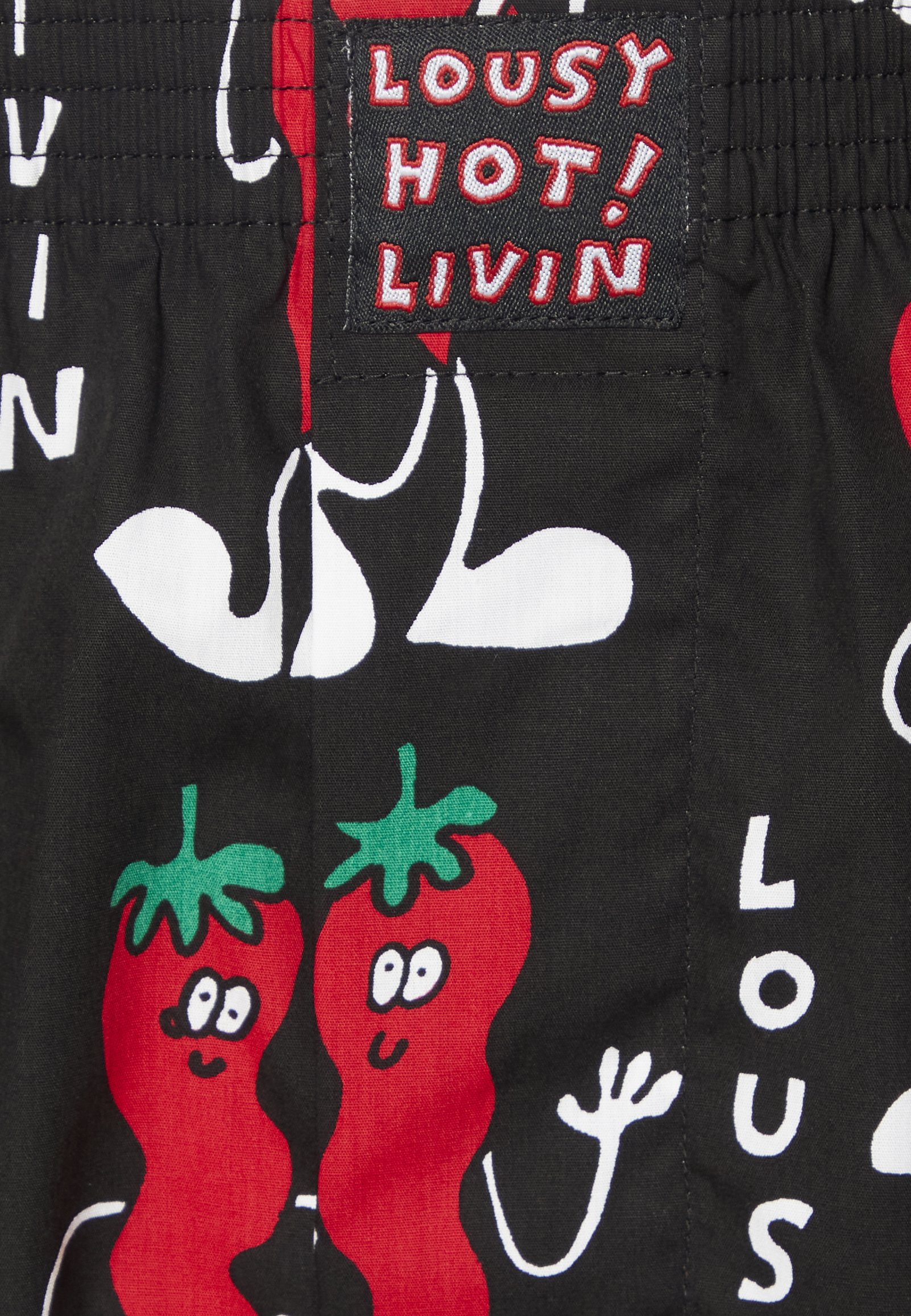 Lousy Livin Boxer Uomo Pizza: Mutande In Cotone Nero Con Toppa Logo, Apertura Frontale, Originali E Divertenti