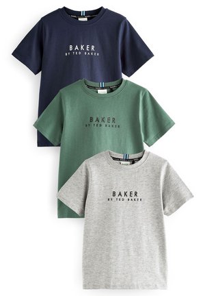 3 PACK - Nyomott mintás póló - dark blue green grey