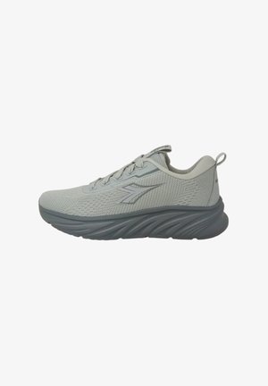 Scarpe sportive grigio chiaro con tomaia in rete traspirante, suola testurizzata e linguetta posteriore per una facile calzata.