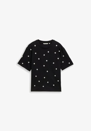 TOM TAILOR DENIM, BOXY T-SHIRT WITH EMBROIDERY - T-shirt print - black daisy design