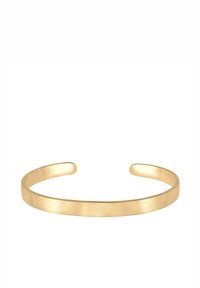 Gold-tone cuff bracelet with a smooth, polished finish and slightly rounded edges, featuring a minimalist, uncluttered design.