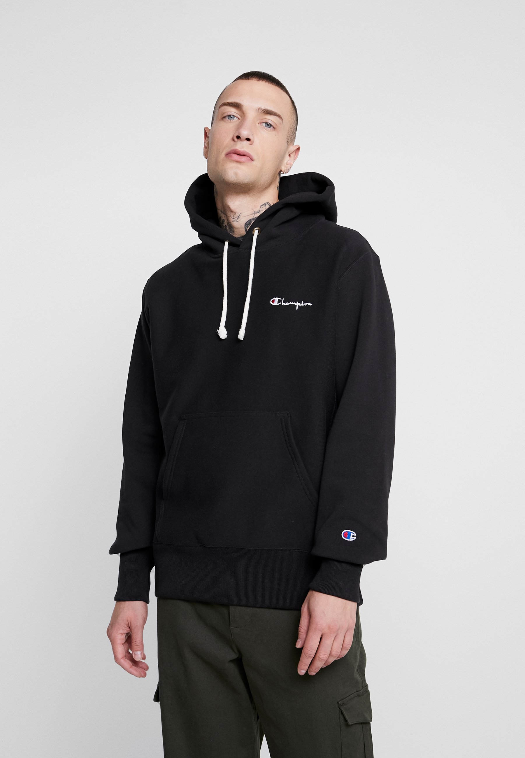 script logo reverse weave hoodie