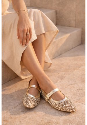 Derimod, WITH DOTS - Ballerina's met enkelbandjes - gold