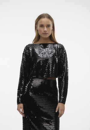 Vero Moda VMTAYA CROPPED - Long sleeved top - black
