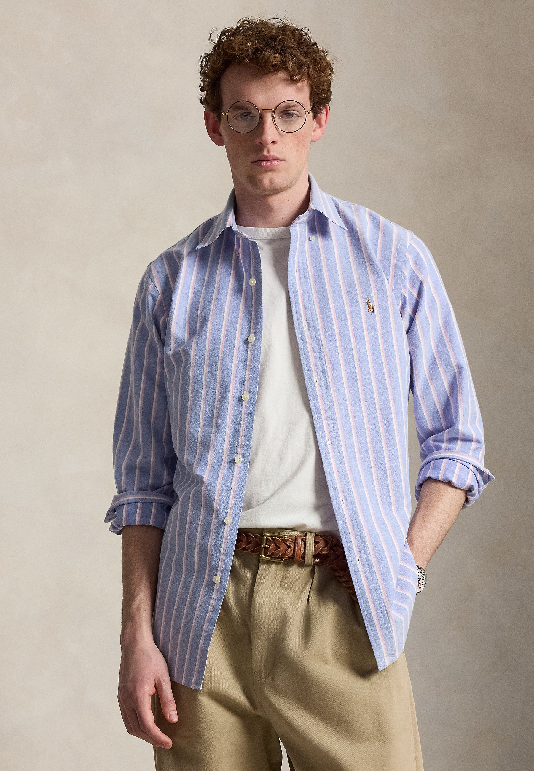 こ専プライド Polo Ralph Lauren CUSTOM FIT STRIPED OXFORD SHIRT - Shirt - blue