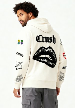 TATTOOCRUSH  EMBROIDERY - Sweater met rits - off-white