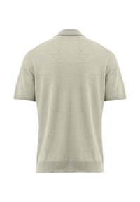 Koszulka polo z krótkim rękawem w jasnoszarym kolorze, wykonana z miękkiej dzianiny, z klasycznym kołnierzykiem i prążkowanym wykończeniem. Czysty, minimalistyczny design.