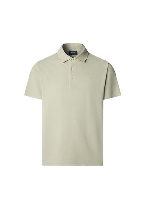  lichtgroene polo shirt van katoen met een klassieke kraag, drieknopenlijst en korte mouwen. Effen oppervlak, geen zichtbare patronen of accenten.