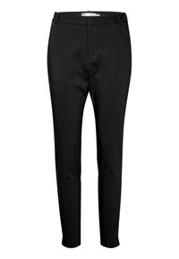 Pantalon noir slim-fit avec passants de ceinture, zip avant et poches latérales, présenté sur fond blanc.