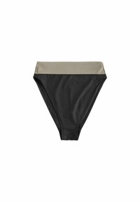 Svart bikiniunderdel med en beige midja. Tillverkad av mjukt, stretchigt material, med en klassisk skärning och minimala sömmar för komfort.
