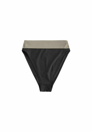 Next HIGH WAIST - Bikini-Hose - black khaki high shine colourblock