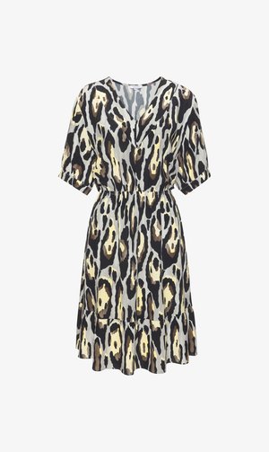 LASCANA, LASCANA TUNIKAKLEID - Freizeitkleid - schwarz-grau-gelb bedruckt