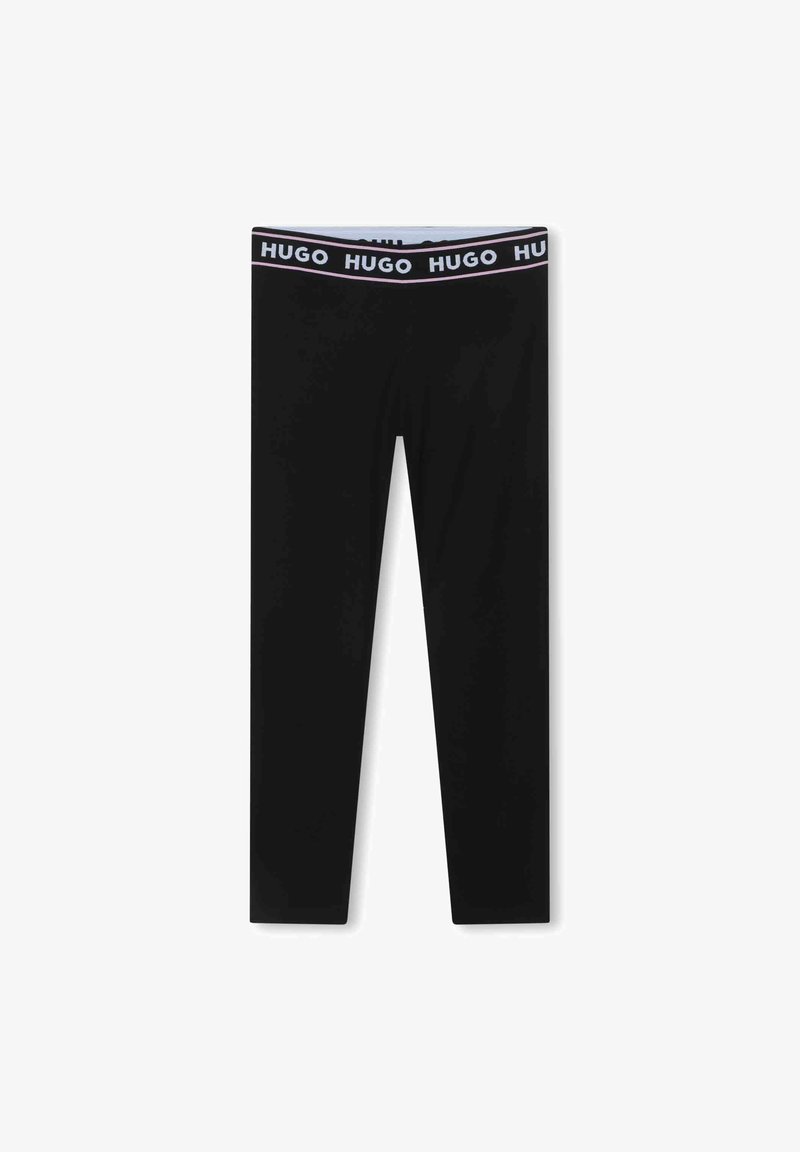 Mustad mustad, venivast kangast. Lai elastne vöökoht, millel on korduvalt "HUGO" bränding. Sile tekstuur ja sobiv kuju.