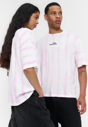 YOURTURN, STRIPEY TIE-DYE REGULAR FIT - T-shirt con stampa - white/pink