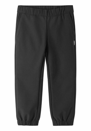 Pantaloni atletici neri realizzati in un tessuto liscio ed elastico. Presentano una vita elasticizzata, tasche laterali e polsini affusolati alle caviglie.