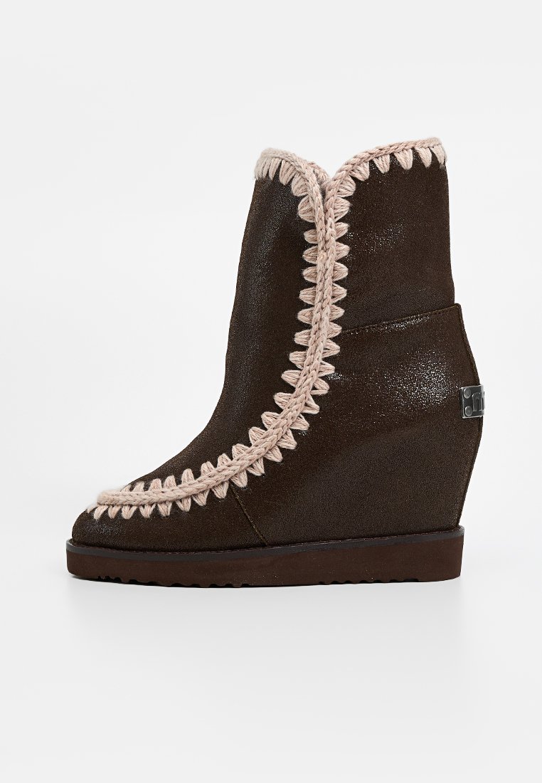 Mou Enkellaarsjes met sleehak donkerbruin