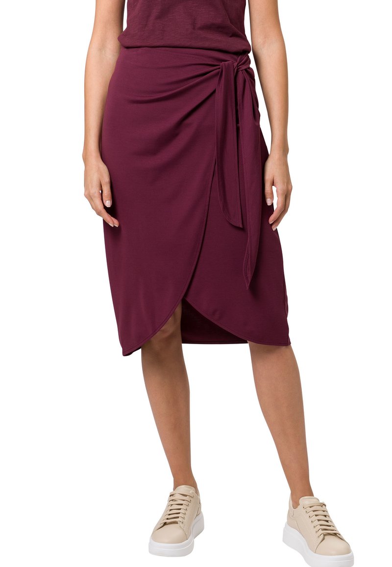 Damen Jeansröcke | zero MIDI MIT BINDEDETAIL Wickelrock dusky red/rot - VV35718 Damen Jeansröcke | zero MIDI MIT BINDEDETAIL Wickelrock dusky red/rot - VV35718