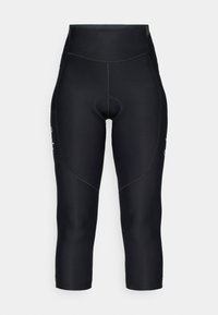 Zwarte capri-tights van rekbaar materiaal, met een hoge tailleband, platte naden en een zijzak.