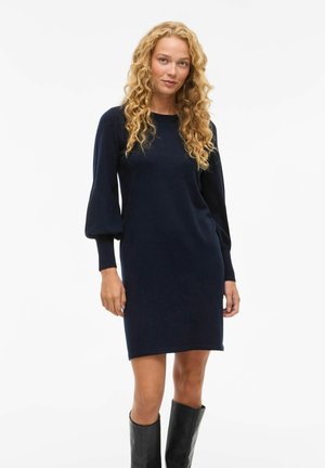 MIDI VIKERRY - Stickad klänning - navy blazer