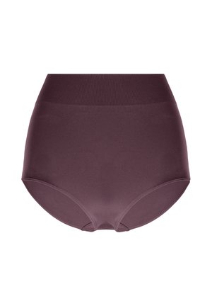 Trusser med høj talje i dyb blommefarve, lavet af glat stof med en bred ribbet linning og sømløse kanter for komfort og pasform.