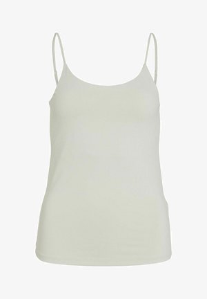 Lichtgroene mouwloze camisole met dunne spaghettibandjes. Gladde textuur en aansluitend ontwerp, met een ronde halslijn en rechte zoom.