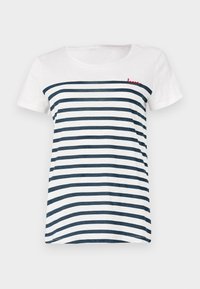 PRINTED SLUB - T-shirt med print - white/navy