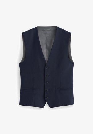 Merine vest v-kaelusega, kuue nööbiga, kahe esikoti ja siledast voodriga. Täpselt istuv, ilma varrukateta.