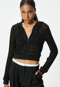 LONG SLEEVE CROP - Strickjacke - black
