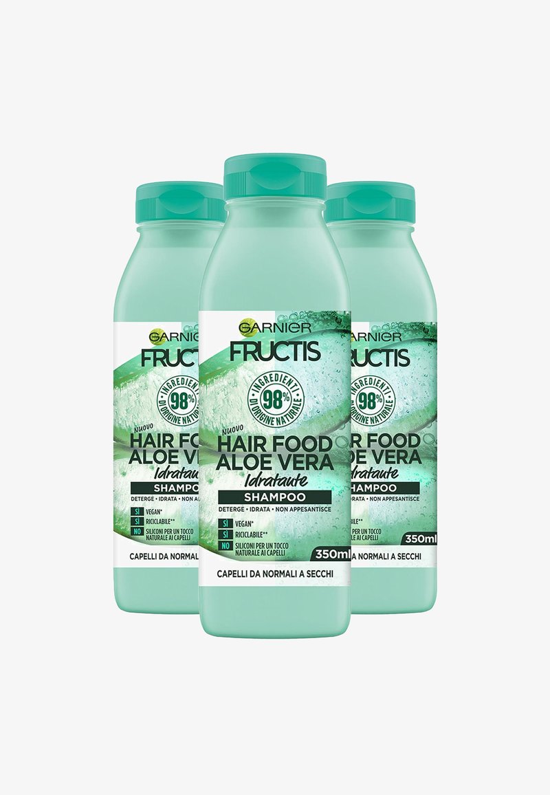 Garnier - SHAMPOO IDRATANTE FRUCTIS HAIR FOOD, SHAMPOO IDRATANTE ALL'ALOE PER CAPELLI DISIDRATATI, 350 ML - 3 PACK - Shampoo - trasparente, Ingrandire