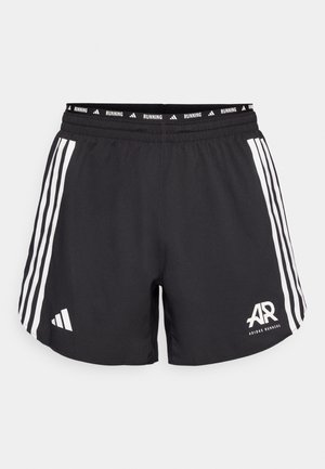 Mustad jooksulühikesed, mille külgedel on valged Adidas triibud ja logo. Elastsest materjalist vöökoht, millel on ülevalpool "RUNNING" tekst. Kerge materjal.