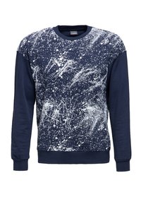 Sudadera navy con un patrón de manchas en blanco. Cuenta con un cuello redondo y mangas largas con puños y dobladillo acanalados. Fabricada en una tela suave.