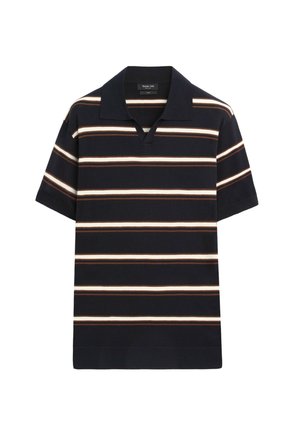 Massimo Dutti, STRIPED V-NECK KNIT POLO SHIRT - Poloshirt - dark blue