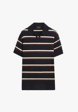 Massimo Dutti, STRIPED V-NECK KNIT POLO SHIRT - Poloshirt - dark blue